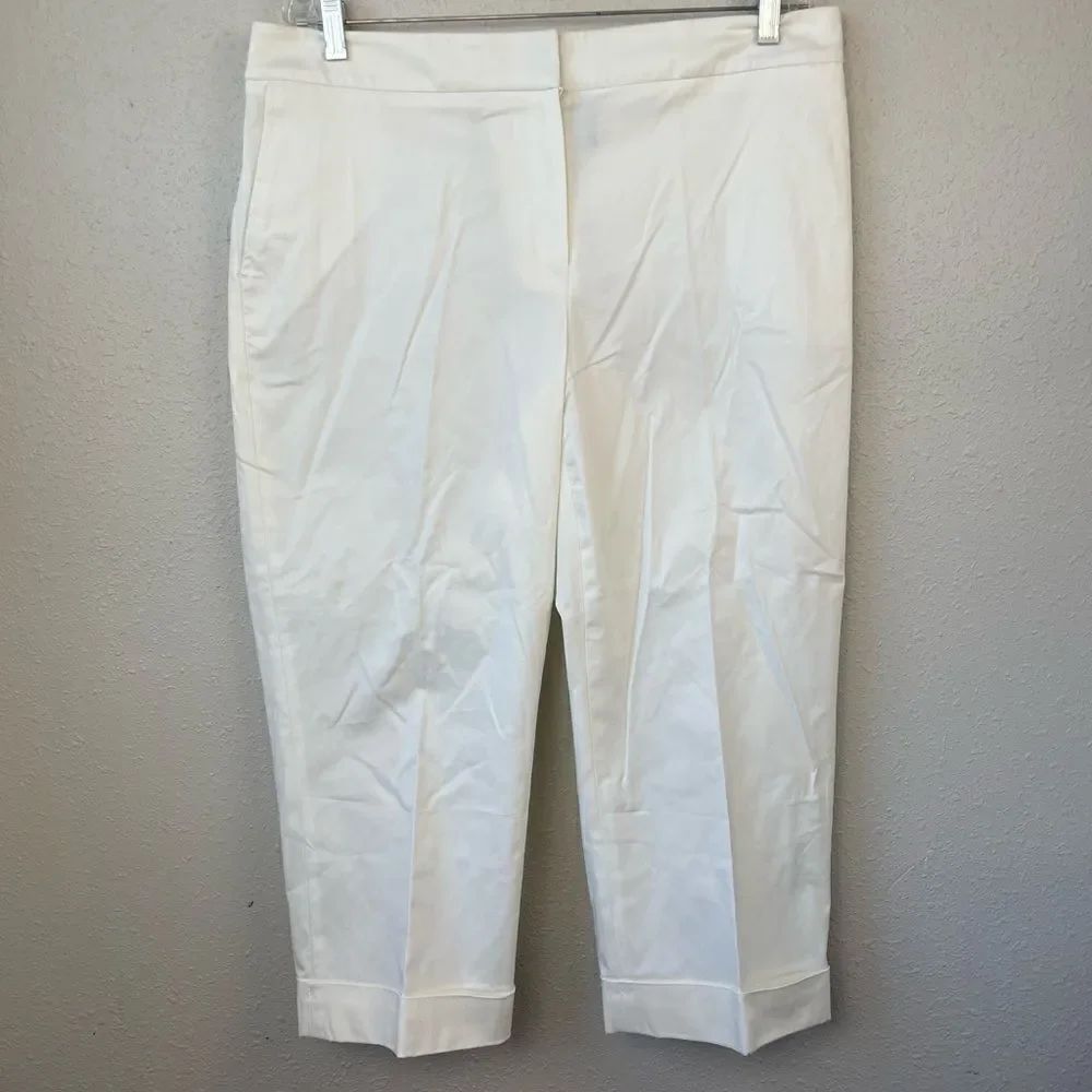 Apostrophe White Stretch Cropped Pants Size 14 EUC
